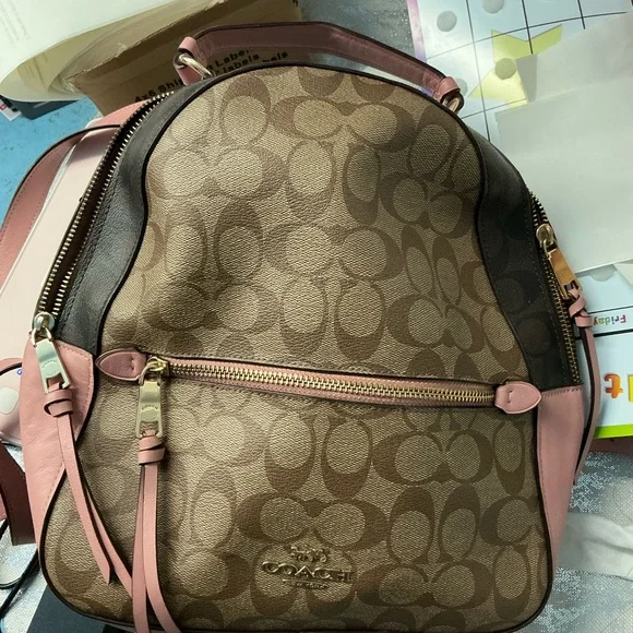 Coach | Bags | Coach Signature Brown And Pink Backpack Used  display picture 1